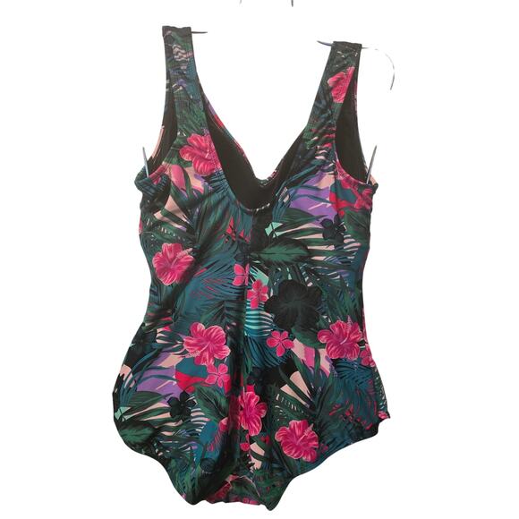 SwimSuits For All Floral Leaf Hawiian Design One Piece Summer Swimsuit 18 - Picture 2 of 5